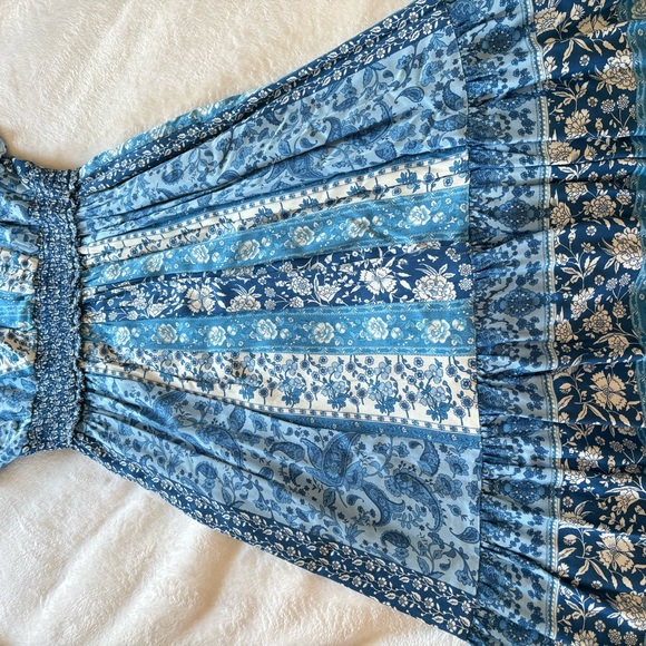 NWT Womens Maison Tara Paisley Smocked Maxi Dress Cottagecore Boho Floral Sz 8 - Picture 10 of 16